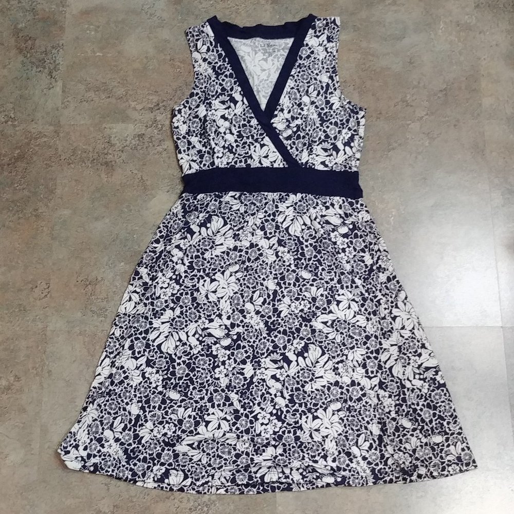LL Bean navy floral tank summer dress